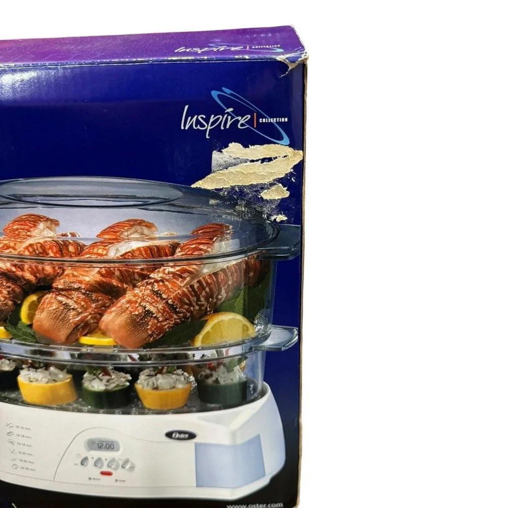 Oster 5715 Double-tiered 6.1 QT White Food Cooker & Steamer Inspire Collection